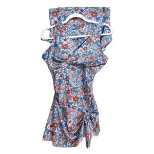 Maacie Aidonger Maternity Swimdress Sz L Control Ruched Floral 2 Piece Tie Knot